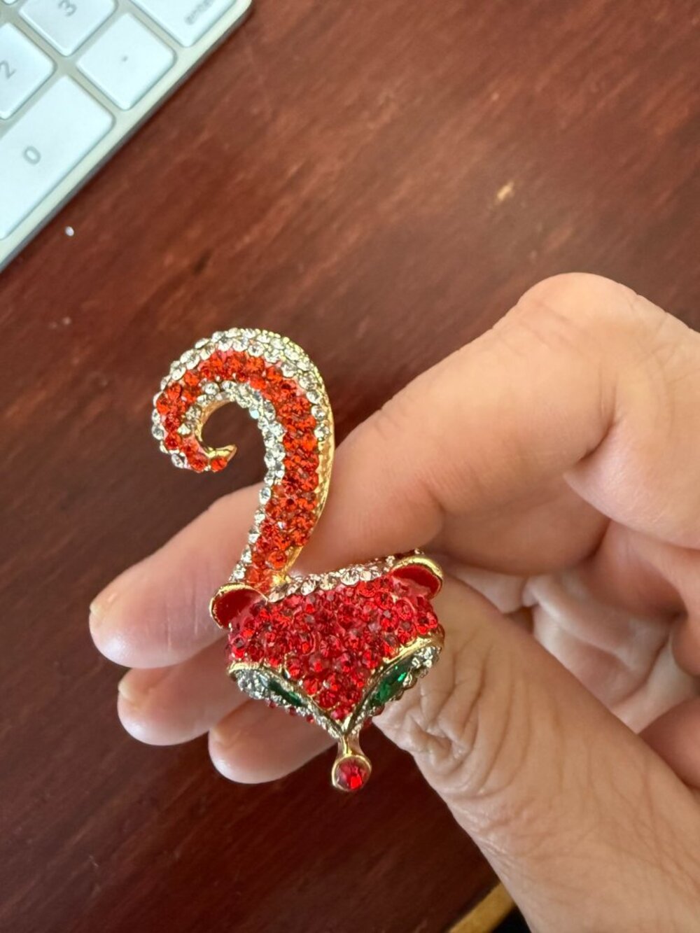 Rhinestone Fox Statement Ring Gold Tone Red Crystal Green Eyes Animal Size 7 - Picture 6 of 7